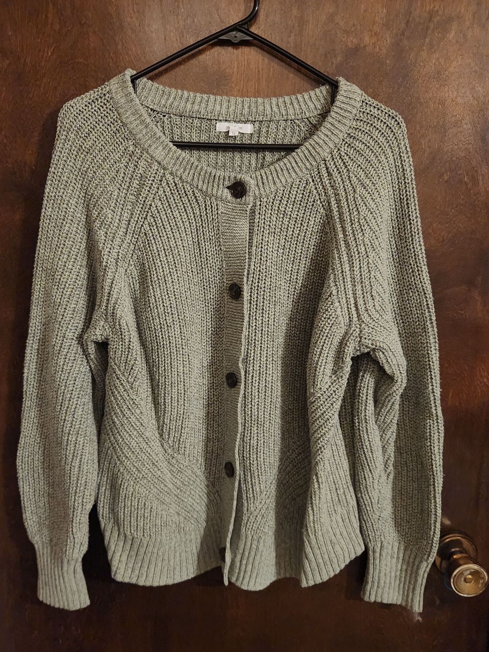 Maurices Light Sage Knit Button-Front Women's Sweater Cardigan Like NEW. Size 1x